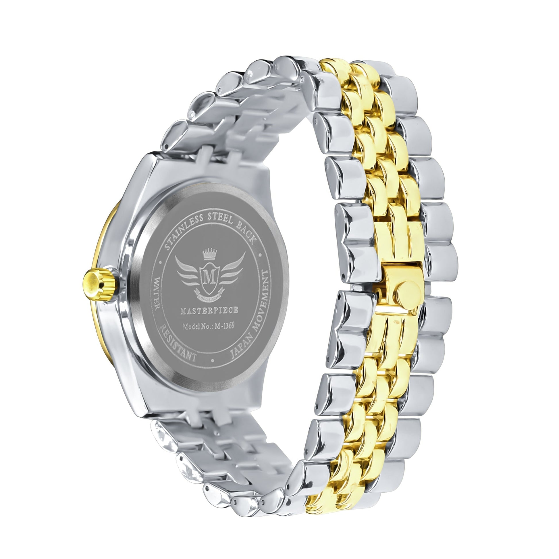 Women's Two Tone Crystal Bezel Dress Watch Stainless