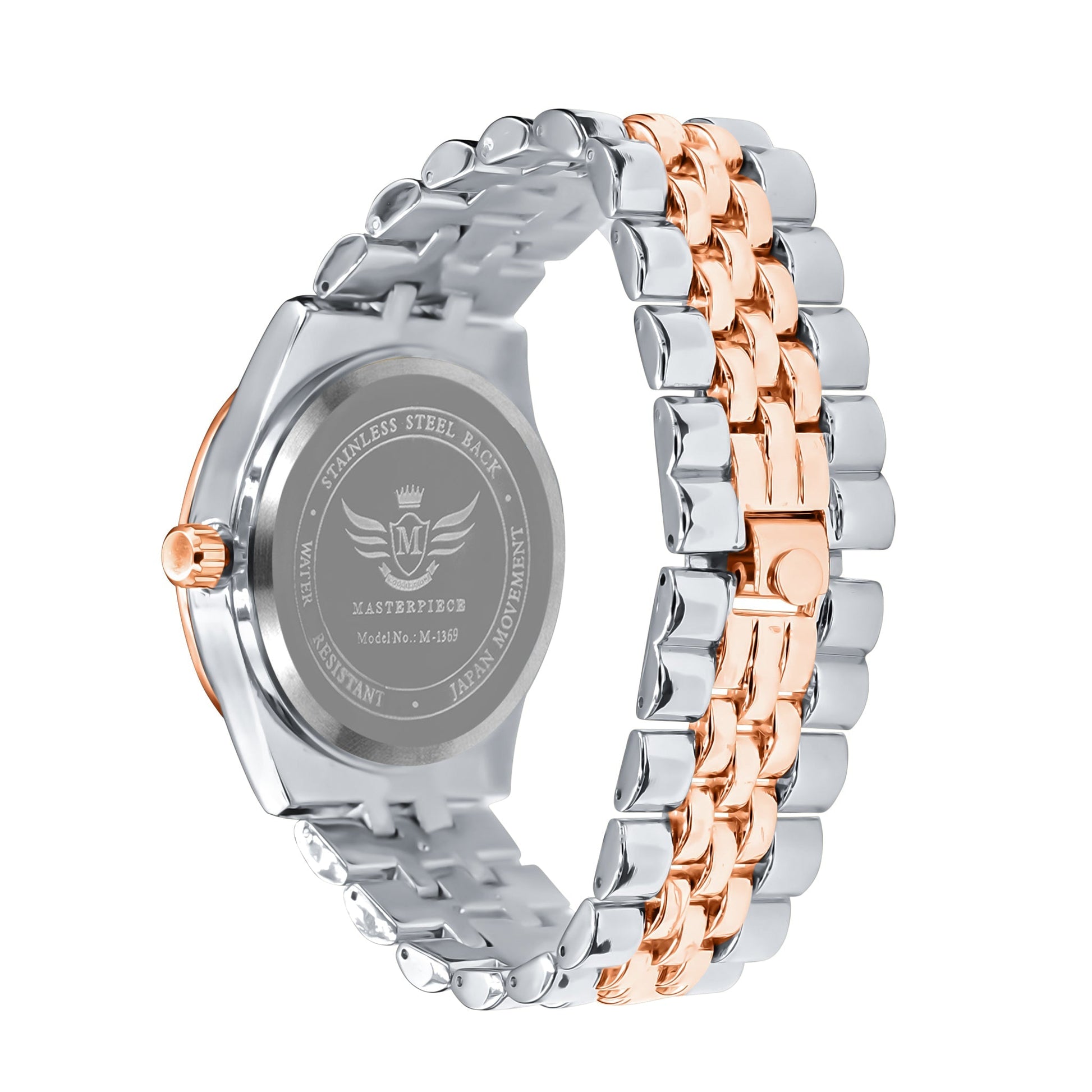 Women's Two Tone Rose Gold Crystal Bezel Dress Watch