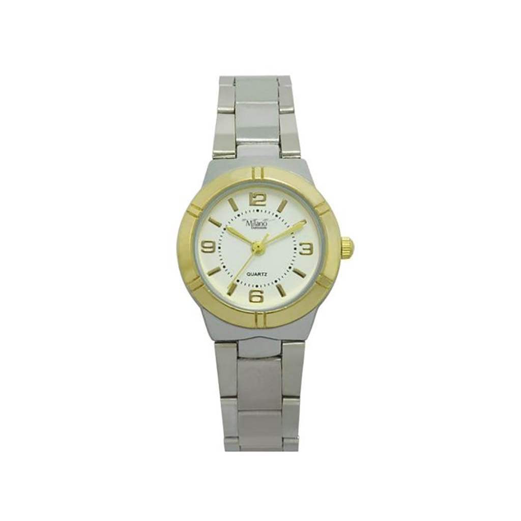 Women's Two Tone Stainless Link Watch White Dial Quartz