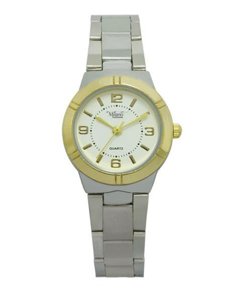 Women's Two Tone Stainless Link Watch White Dial Quartz