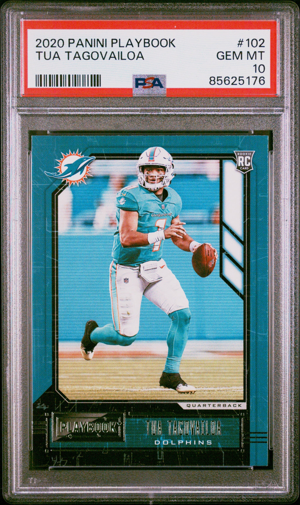 Graded 2020 Panini Playbook Tua Tagovailoa #102 Rookie RC Football Card PSA 10 Gem Mint