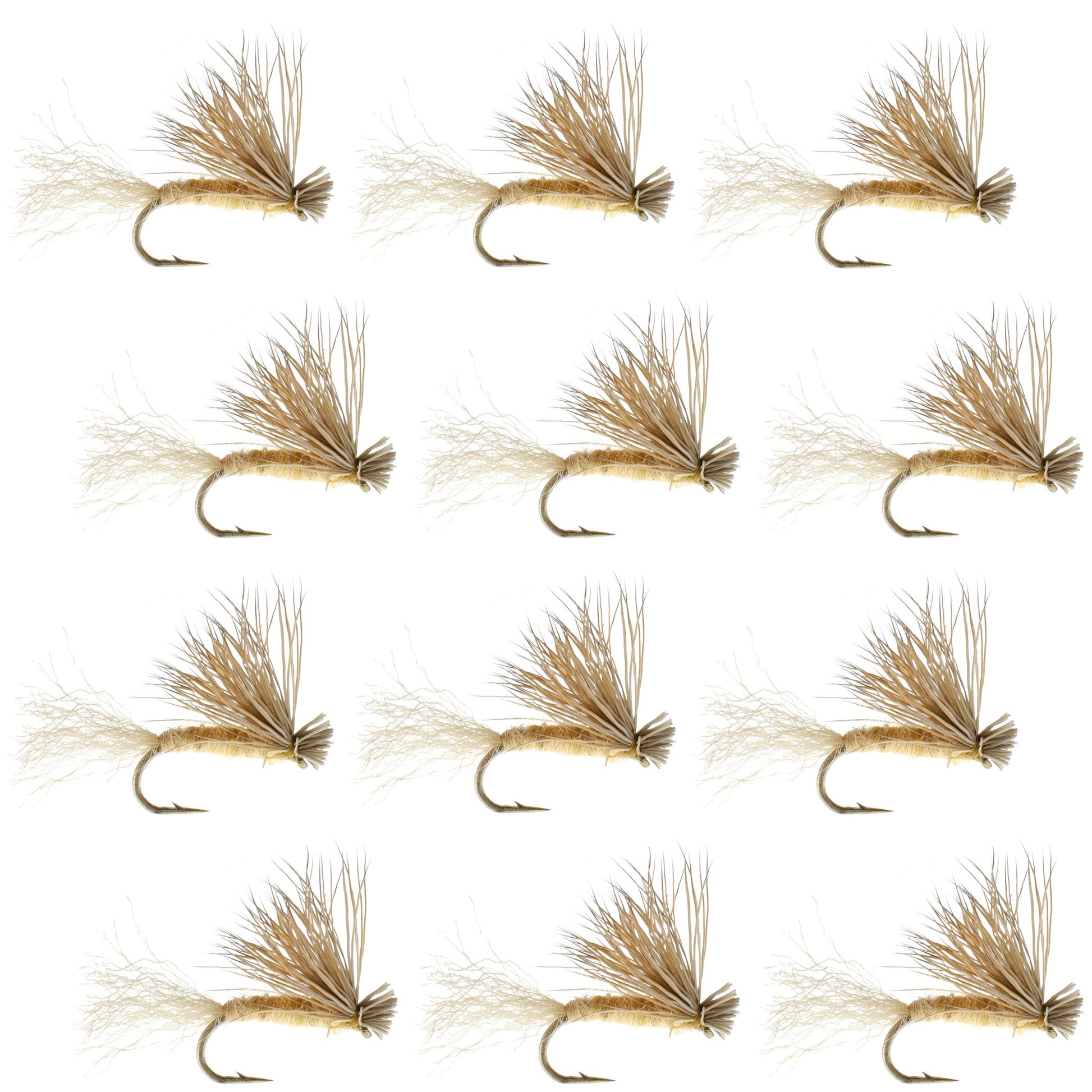 Tan X Caddis Emerging Caddis Adult Trout Dry Fly - 1 Dozen Flies Hook Size 14