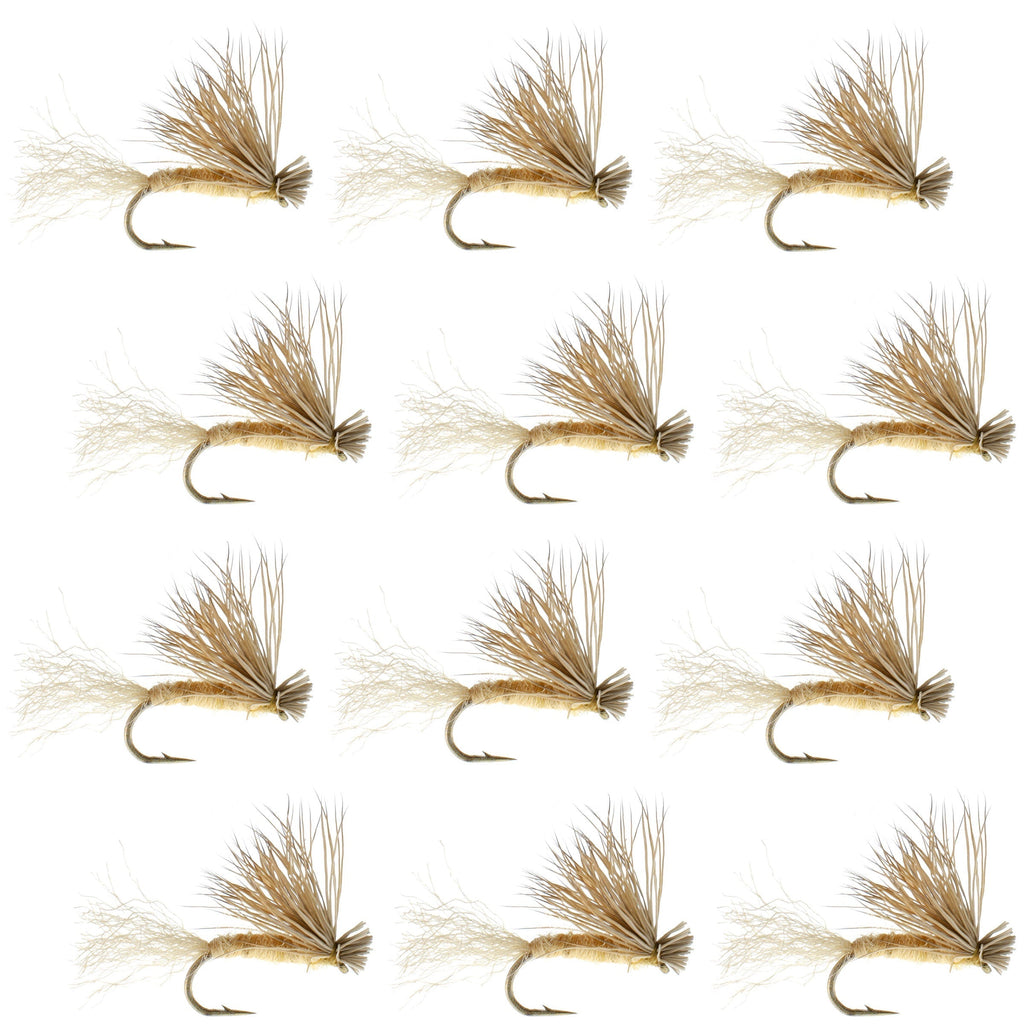 Tan X Caddis Emerging Caddis Adult Trout Dry Fly - 1 Dozen Flies Hook Size 18