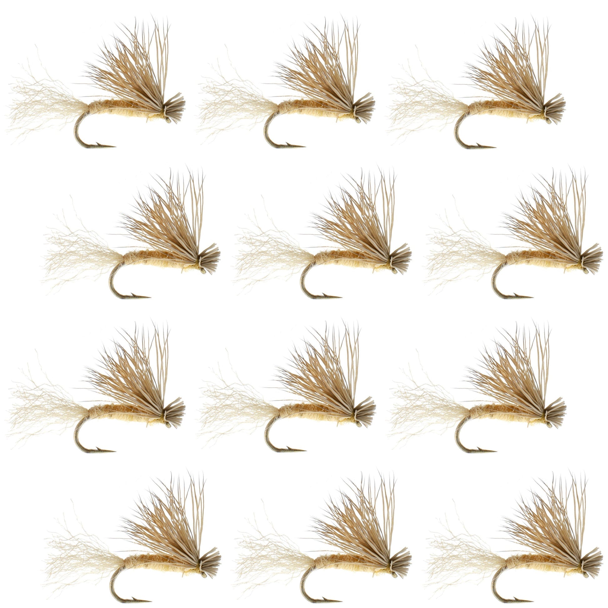 Tan X Caddis Emerging Caddis Adult Trout Dry Fly - 1 Dozen Flies Hook Size 16