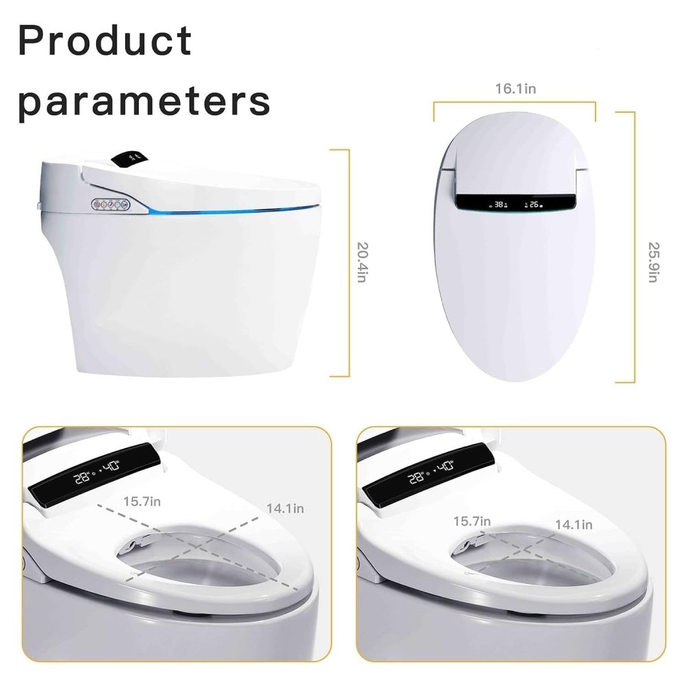 Nuvia Premium Automatic Single-Piece Home Smart Toilet With Bidet, Foot Sensor And Heated Seat (SAK69312)