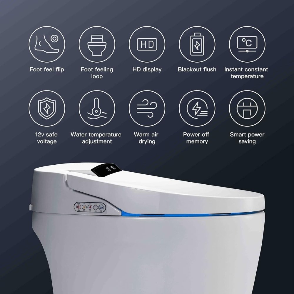 Nuvia Premium Automatic Single-Piece Home Smart Toilet With Bidet, Foot Sensor And Heated Seat (SAK69312)