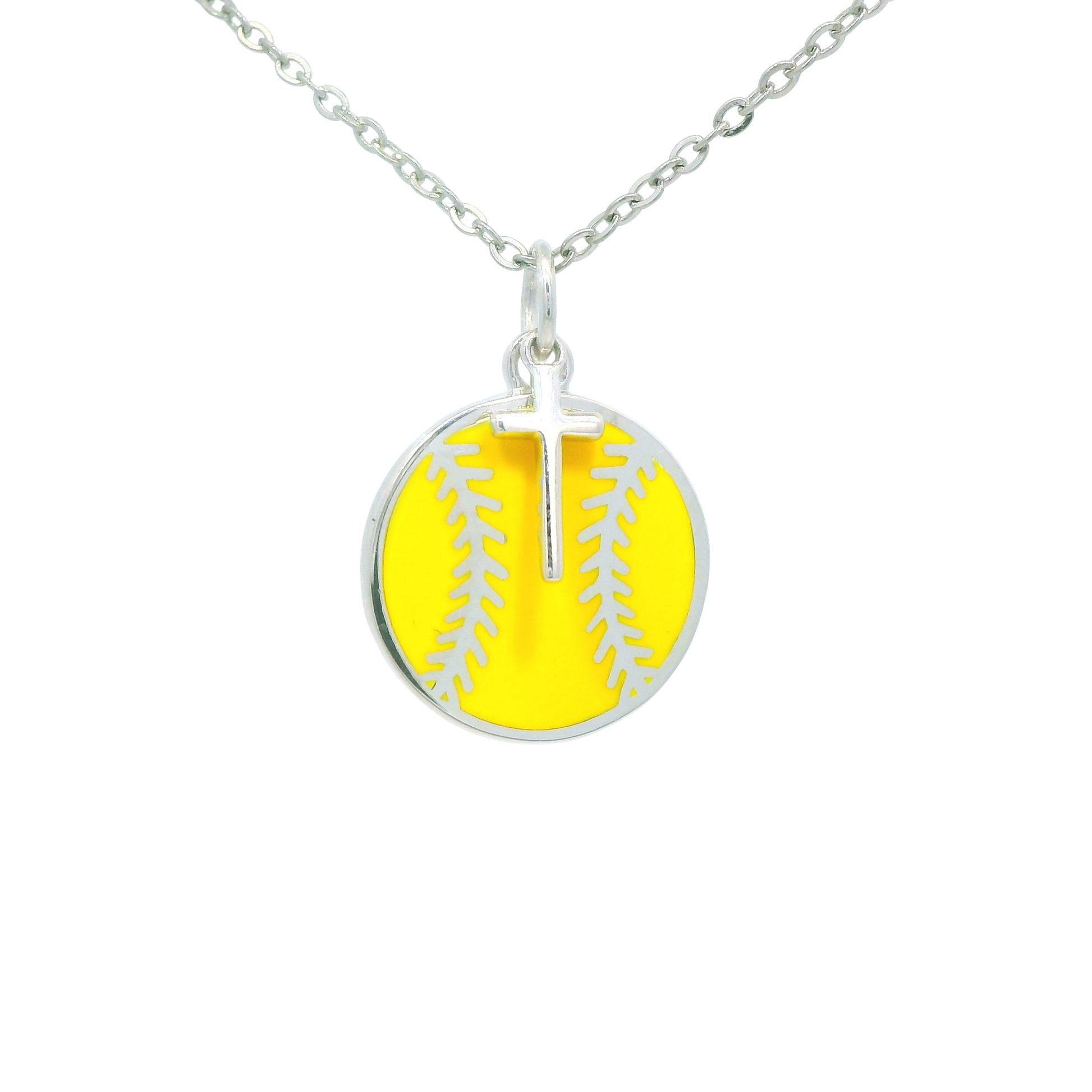 Softball Necklace w/ Dangle Cross