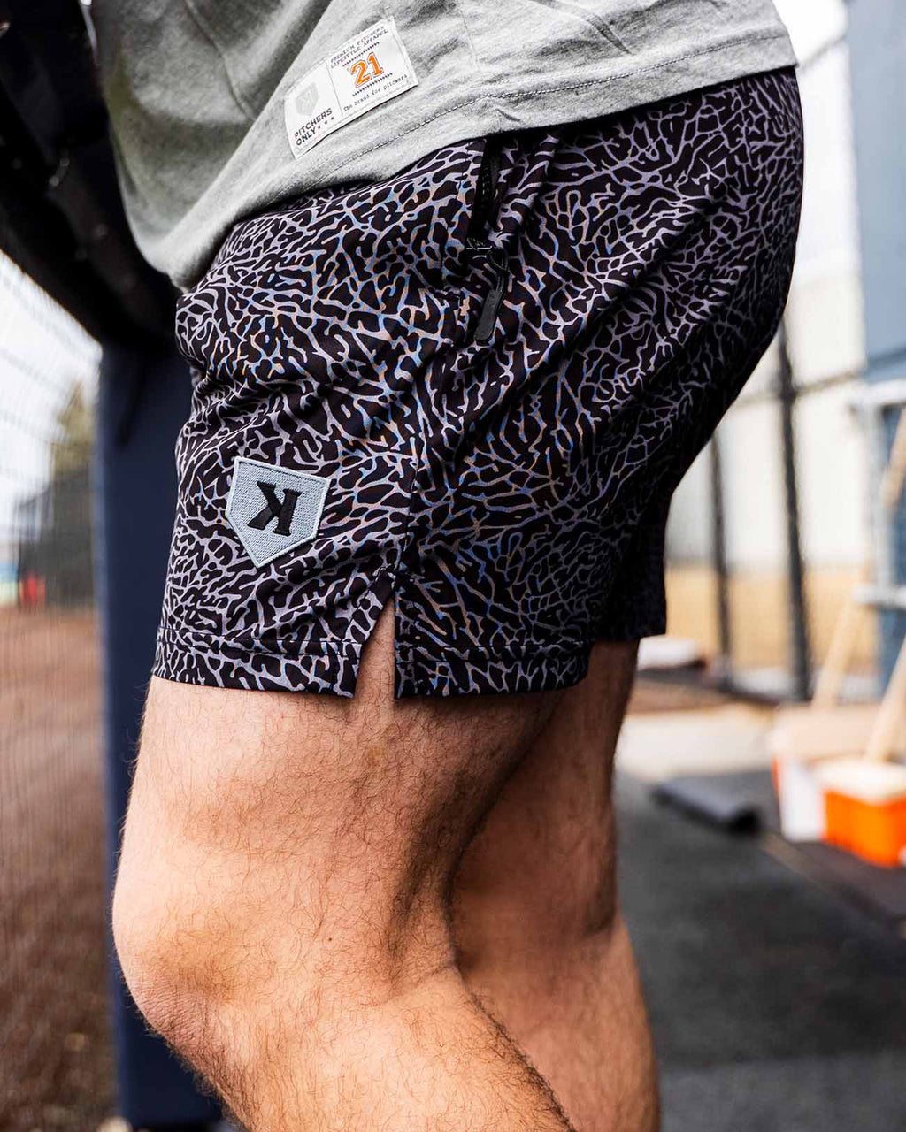 Black/Gray Elephant Print Training Shorts