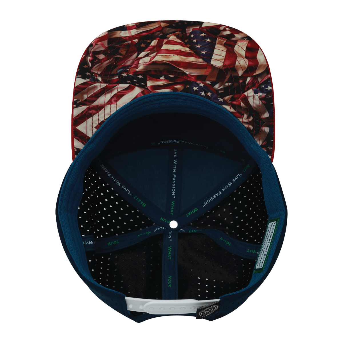 **YOUTH** Color Vibes Hat - Flat Bill - Silk Flag - Dark Red / White / Navy - Laser Mesh