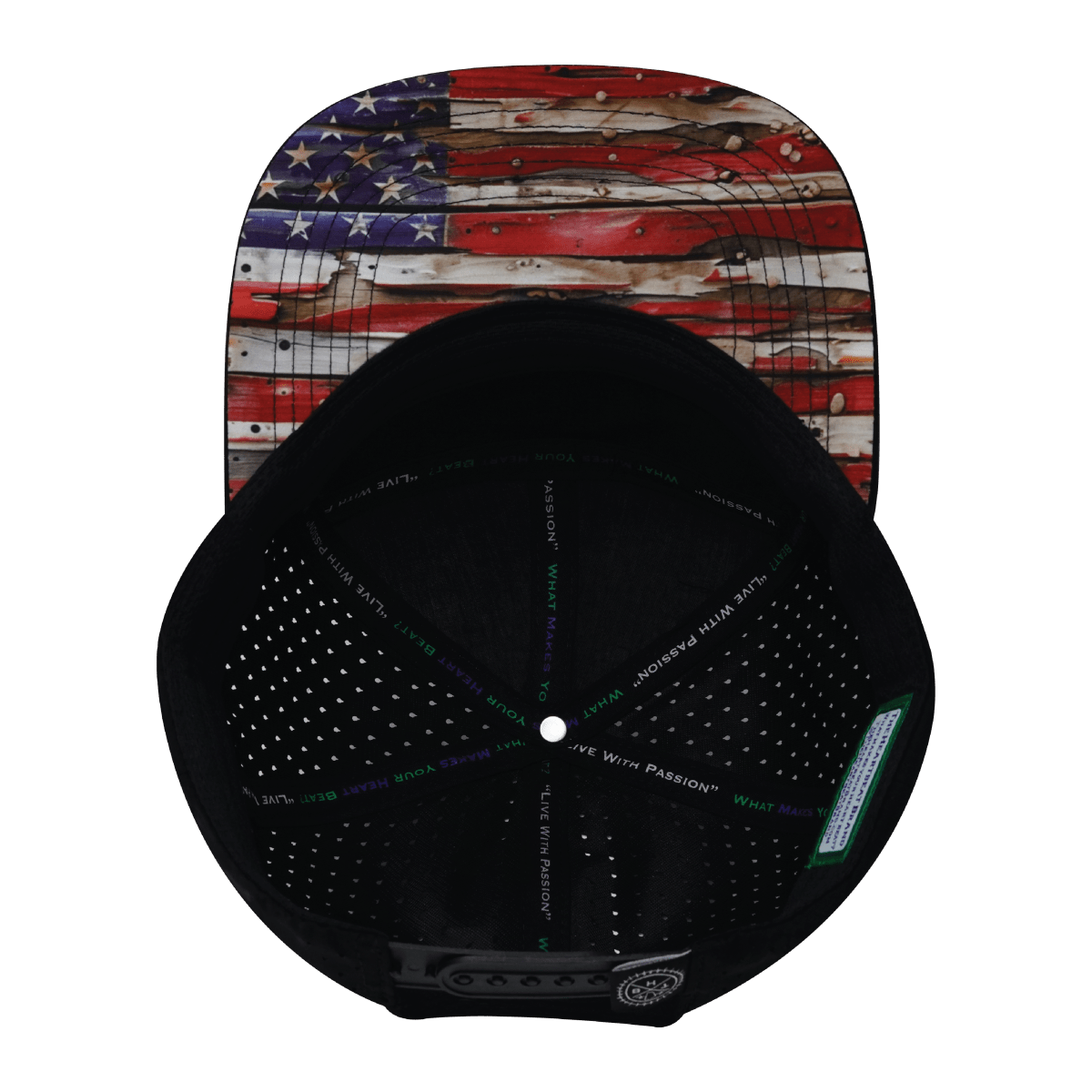 **YOUTH** Color Vibes Hat - Flat Bill - Vintage Flag - Black / White - Laser Mesh