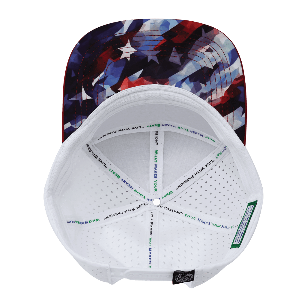 **YOUTH** Color Vibes Hat - Flat Bill - Geo Flag - Dark Red / Navy / White - Laser Mesh