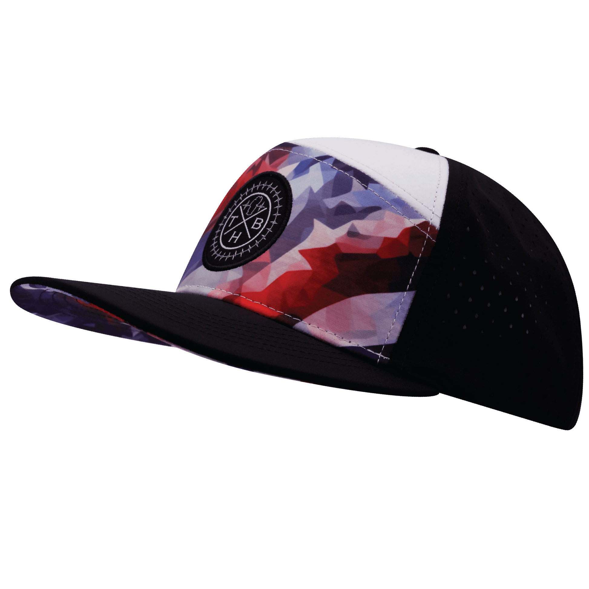 **YOUTH** Color Vibes Hat - Flat Bill - Geo Flag - Black / White - Laser Mesh