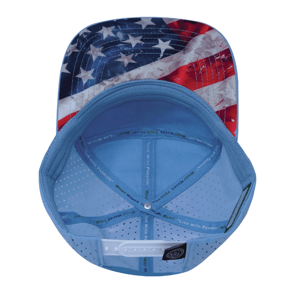 **YOUTH** Color Vibes Hat - Flat Bill - Rugged Flag - Baby Blue / White - Laser Mesh