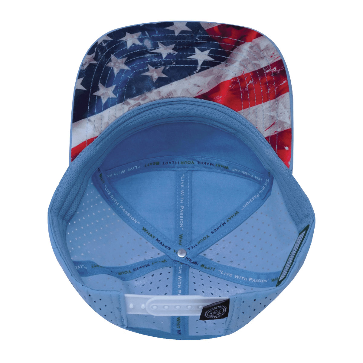 **YOUTH** Color Vibes Hat - Flat Bill - Rugged Flag - Baby Blue / White - Laser Mesh