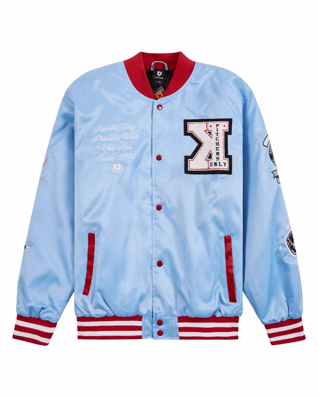 YOUTH Sky Blue/Red Velo Klub Bullpen Jacket