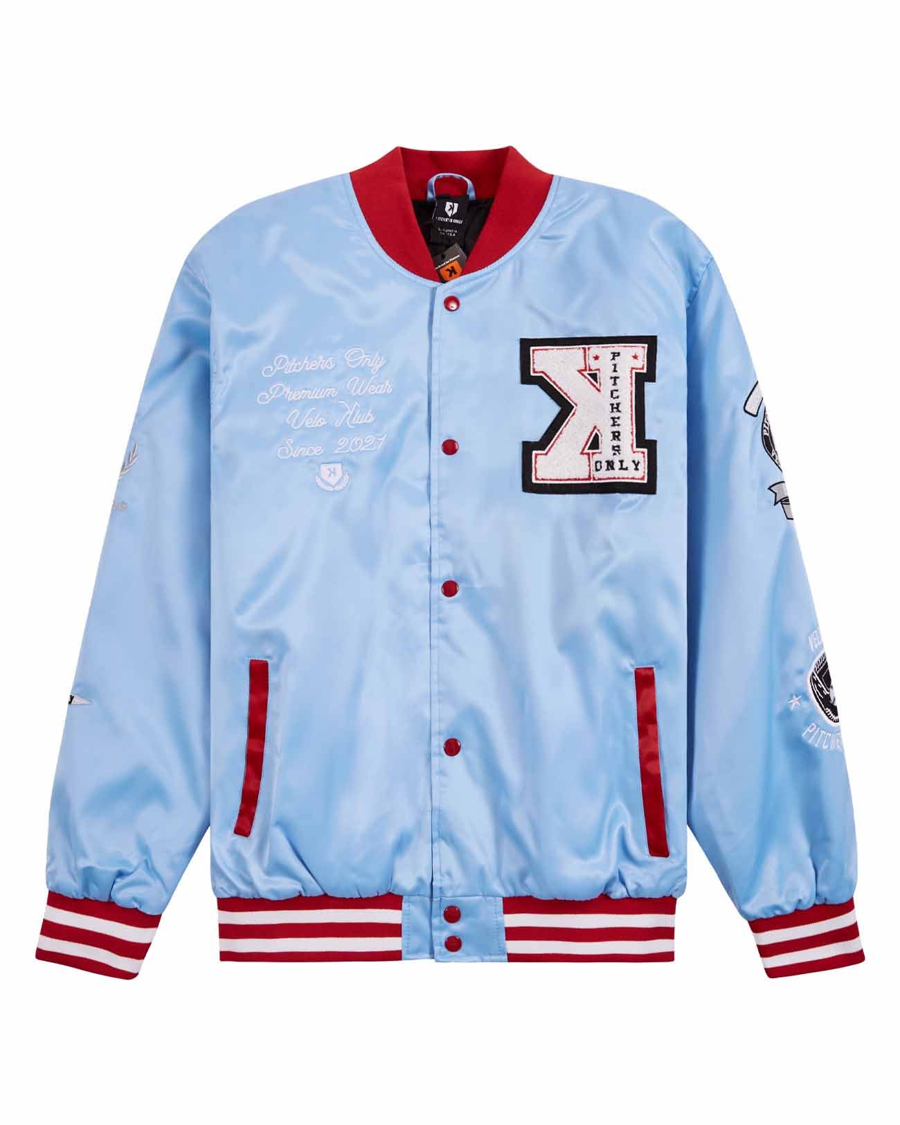 YOUTH Sky Blue/Red Velo Klub Bullpen Jacket
