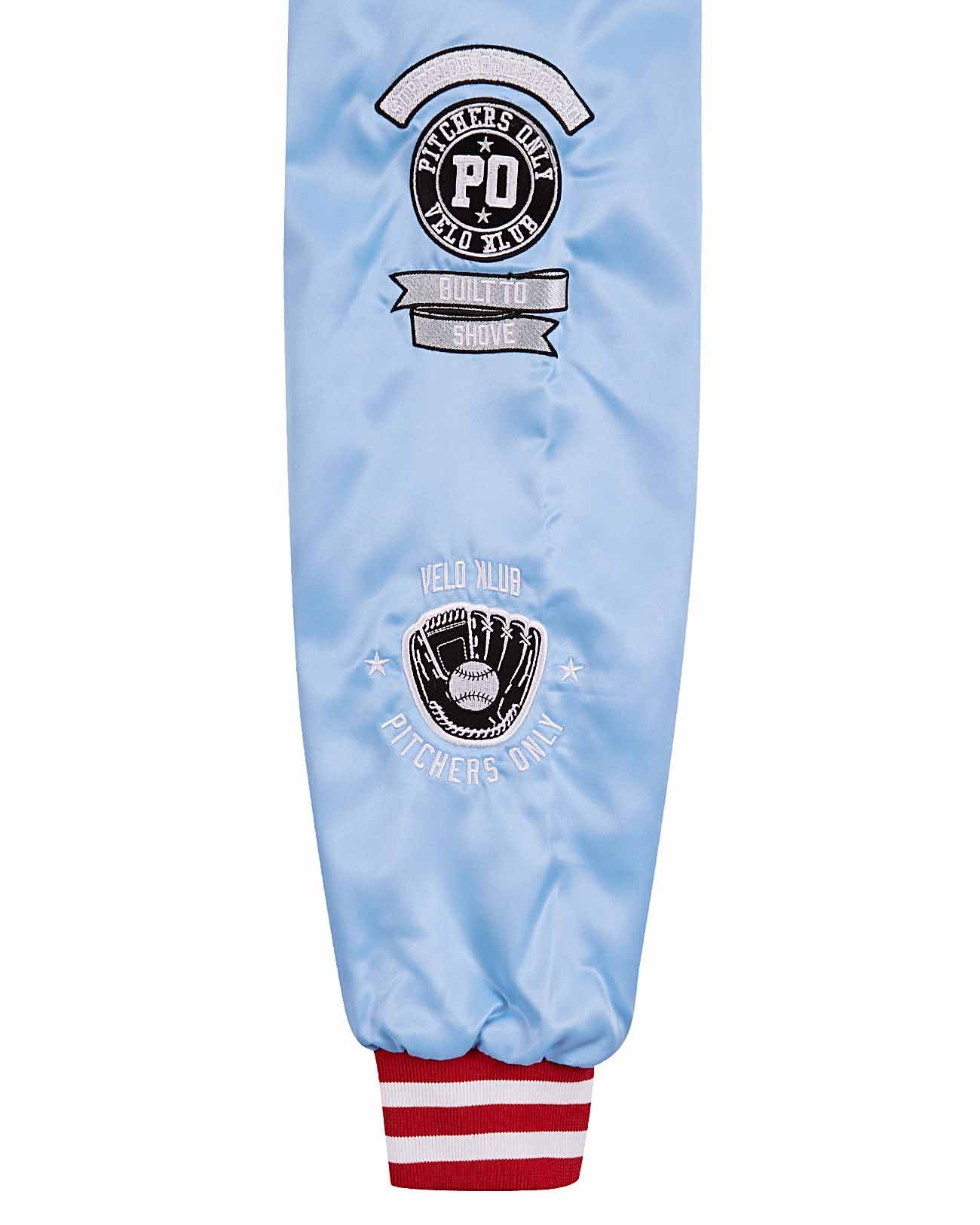 YOUTH Sky Blue/Red Velo Klub Bullpen Jacket