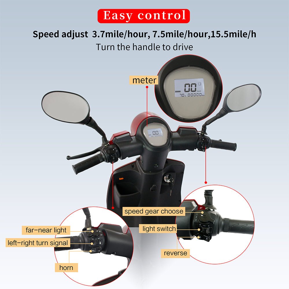 Zvg 600W 60V/20AH Four-Wheel Electric Elderly Handicap Adult Mobility Travel Scooter W/ Cover (SAK95716)